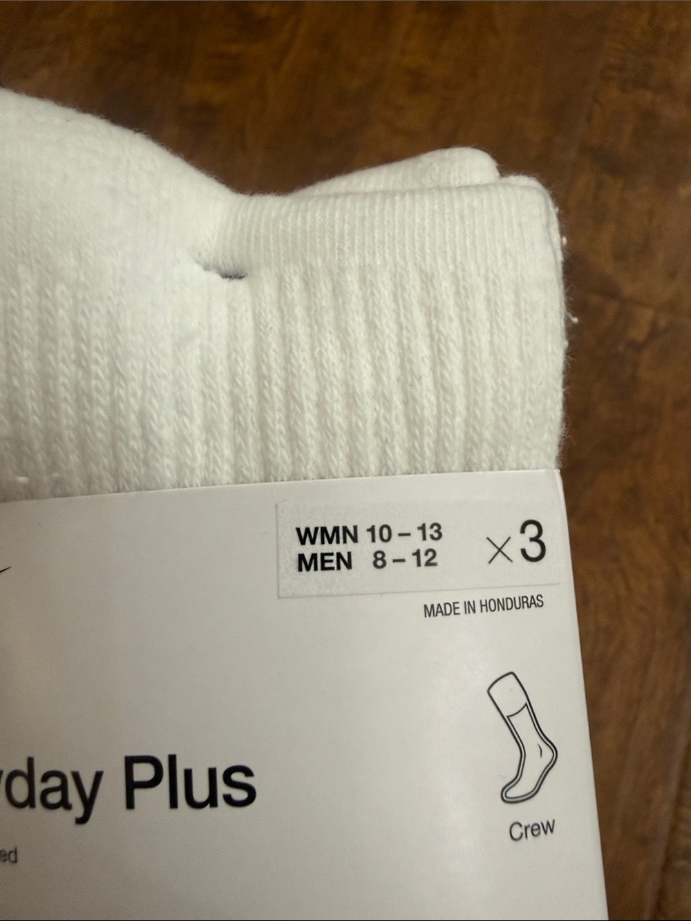 Nike White Crew Athletic Socks with Black Swoosh (3 Pack) - Picture 8 of 9